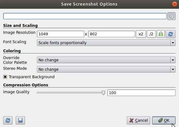 Figure: Save screenshot options.