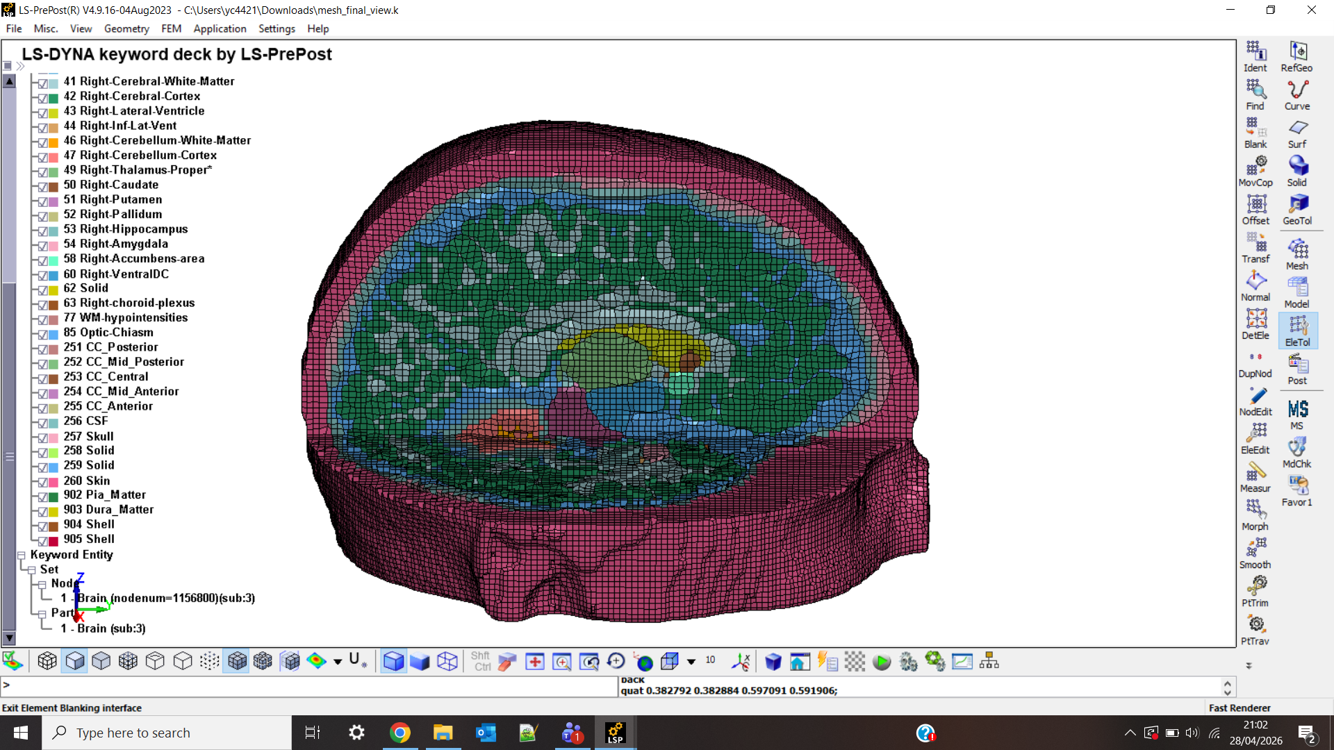 Smoothed mesh surface close-up