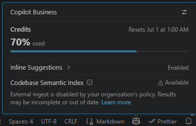 AI credit usage in percent