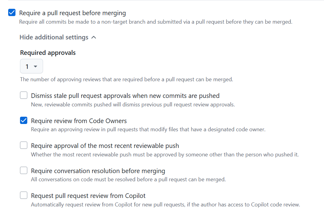 Enable code owner settings
