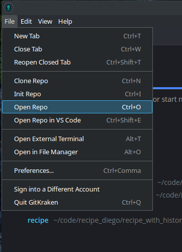 Opening an existing repository in GitKraken