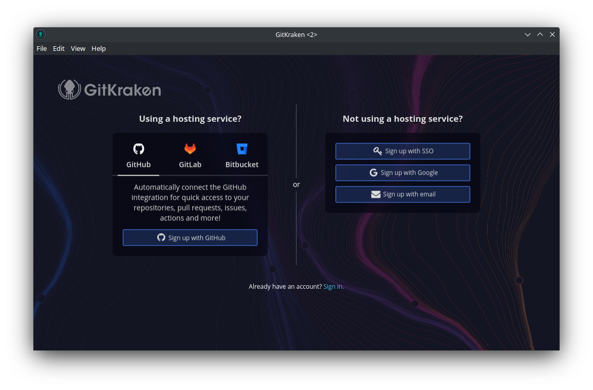 Sign up for GitKraken with GitHub account