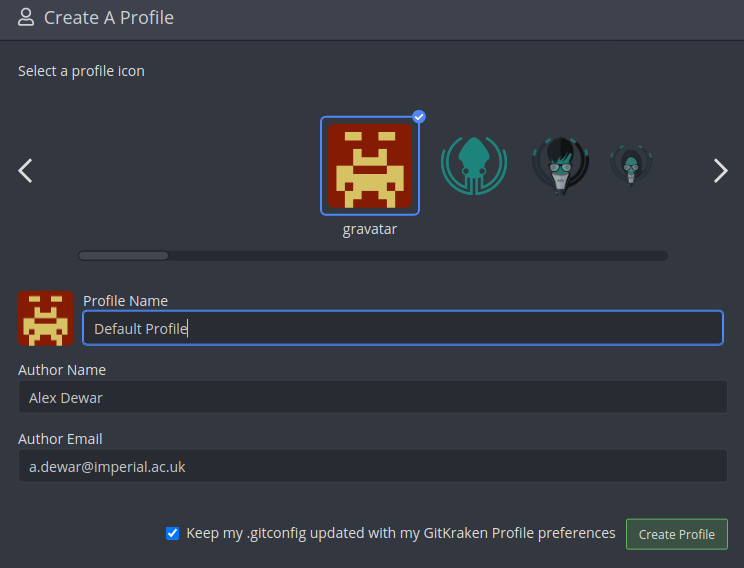 Creating a GitKraken profile